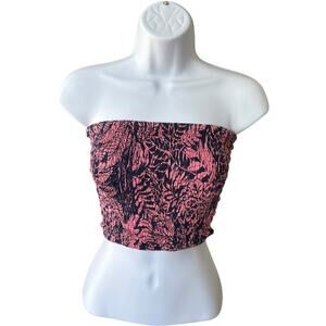 Chantique Hawaii One Size Smocked Tube Top Pink Navy Strapless Y2K